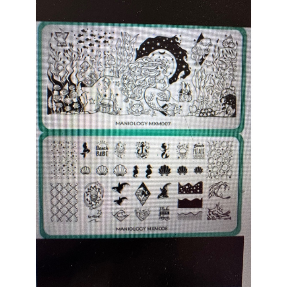 Maniology Nail Stamping Plates Set MXM007 MXM008 Mermaid Ocean New Rare  HTF